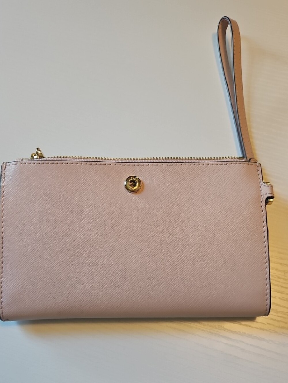 Michael Kors Pink Saffiano Wristlet Wallet with Gold Hardware - Picture 3 of 7